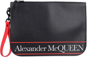 Logo detail flat leather pouch-1